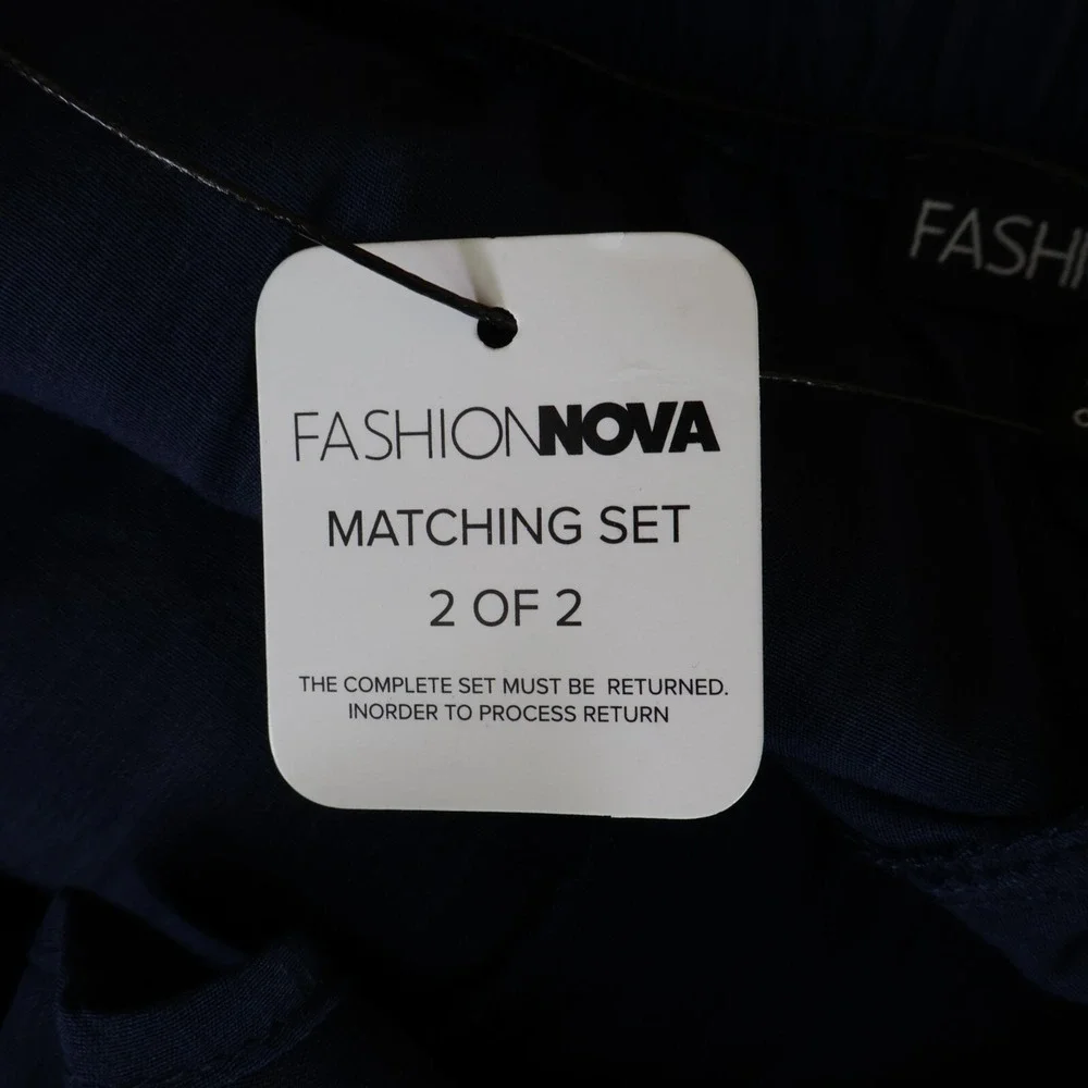 Fashion Nova Shorts Womens‎ Sz XL Dark Blue Stretch Waist Pockets Drawstring NWT